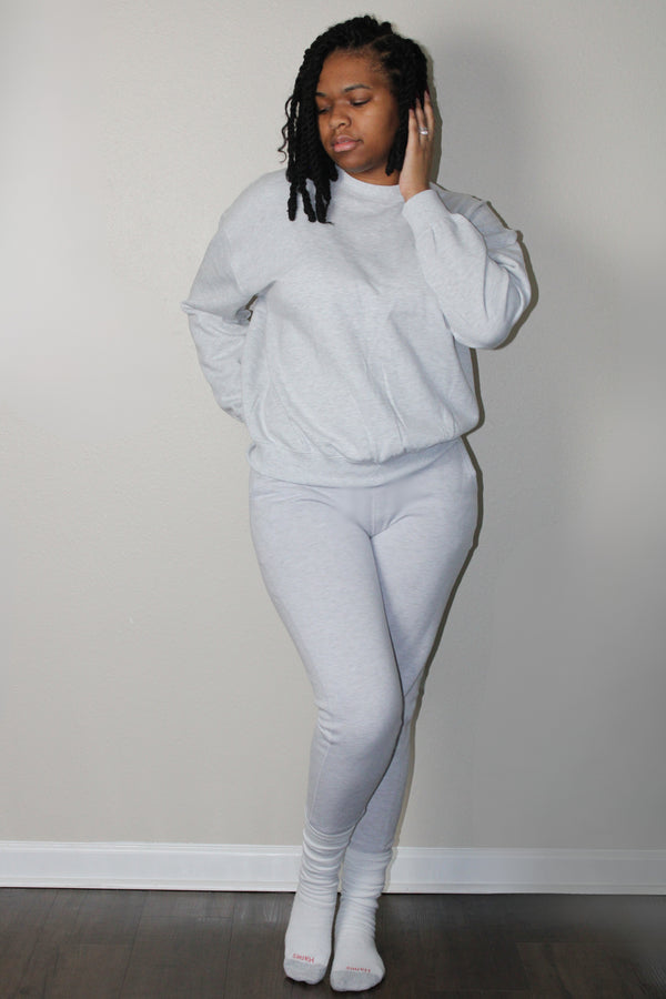 Chill Vibes Crewneck Set - Ice Grey