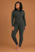 Ribbed Mock Neck Legging Set - Olive